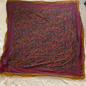 Yellow, Pink Paisley Scarf 43 x 43 inches